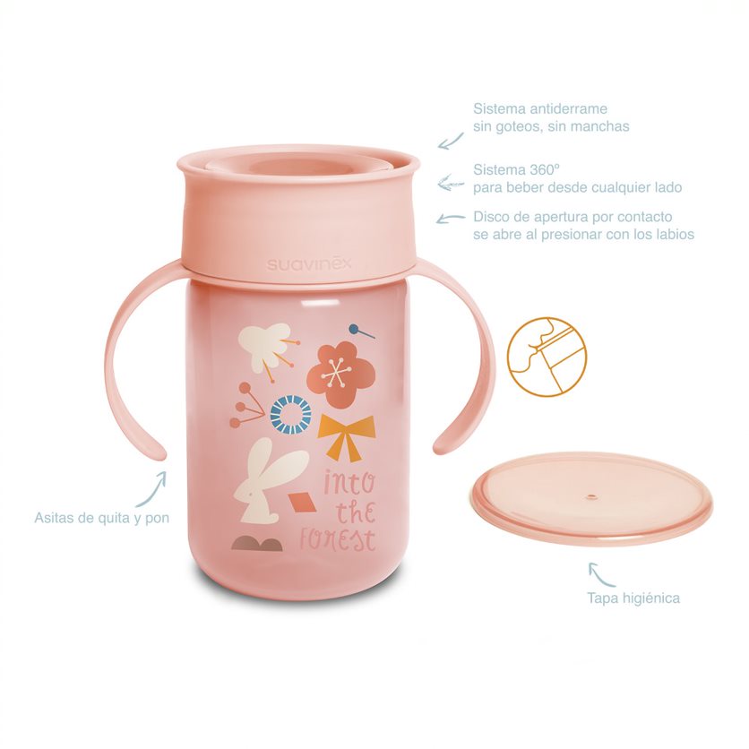 98087-VASO ANTIDERRAME 360º 340 ML +12M SUAVINEX FOREST ROSA(5-0)-2